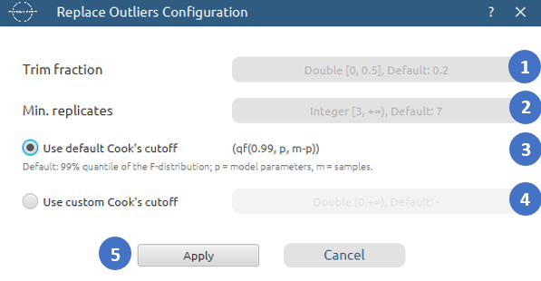 Replace Outliers configuration